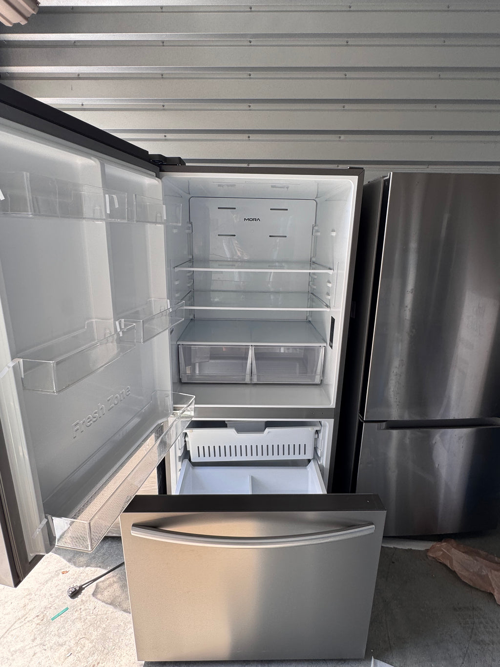 MORA 22 Cu. Ft. Stainless Steel Bottom Freezer Refrigerator – Like New