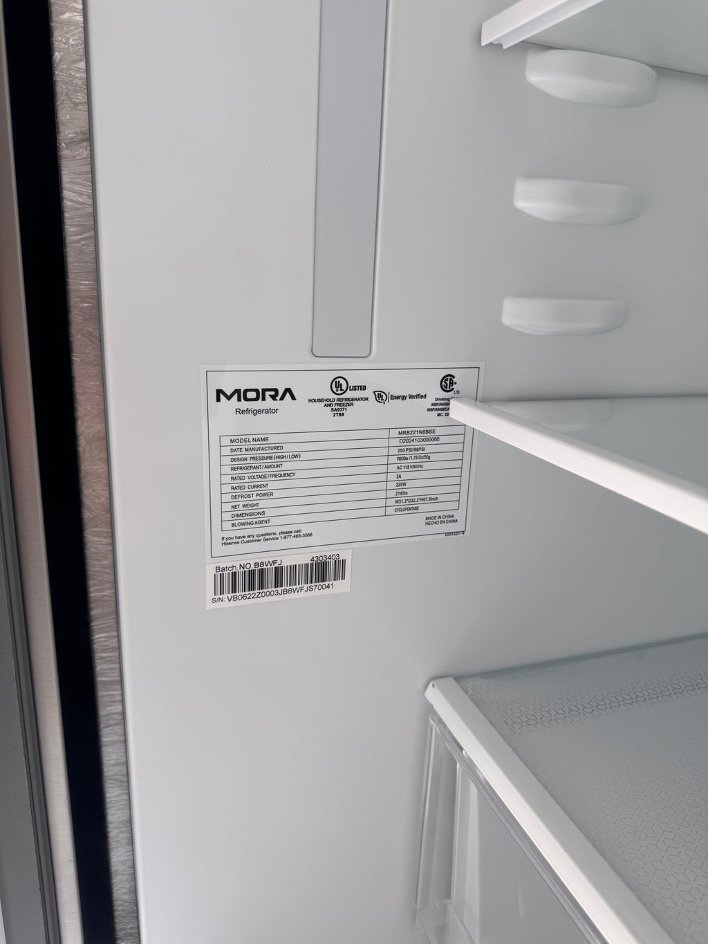 MORA 22 Cu. Ft. Stainless Steel Bottom Freezer Refrigerator – Like New
