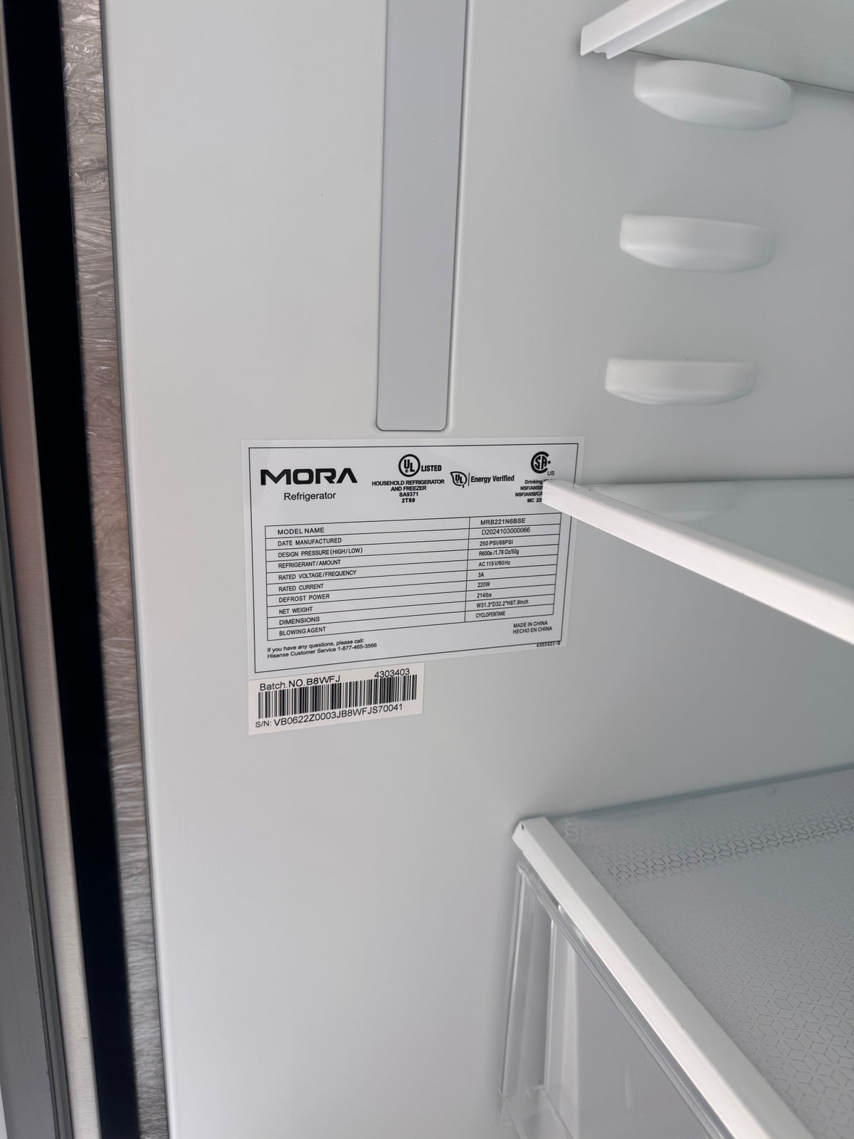 MORA 22 Cu. Ft. Stainless Steel Bottom Freezer Refrigerator – Like New