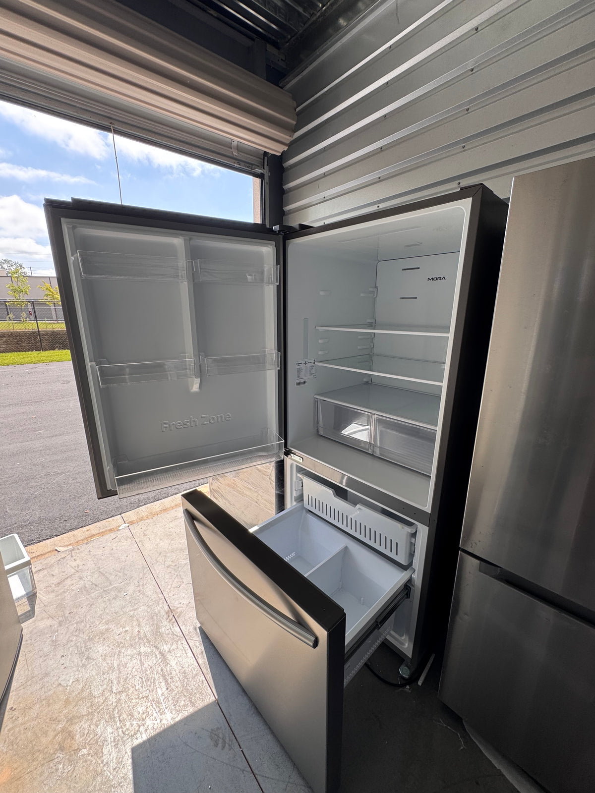 MORA 22 Cu. Ft. Stainless Steel Bottom Freezer Refrigerator – Like New