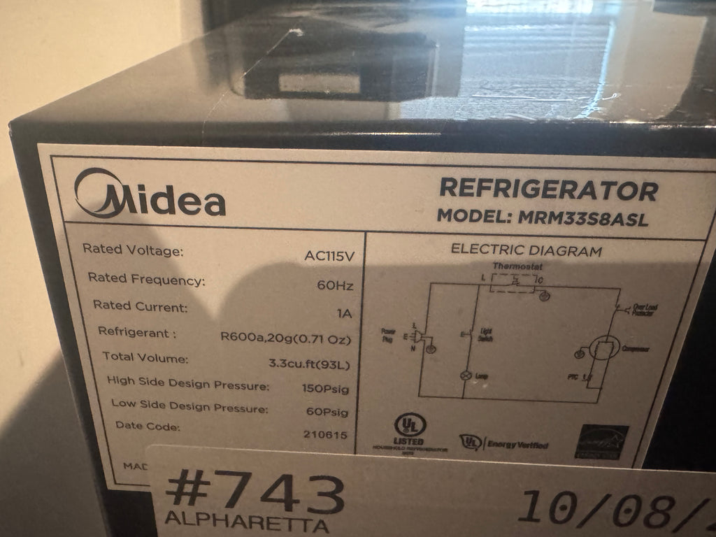 Midea Compact Refrigerator, 3.3 cu ft, Black